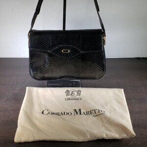 Corrado Maretto  Black Leather Handbag MADE IN ITALY with Dustbag